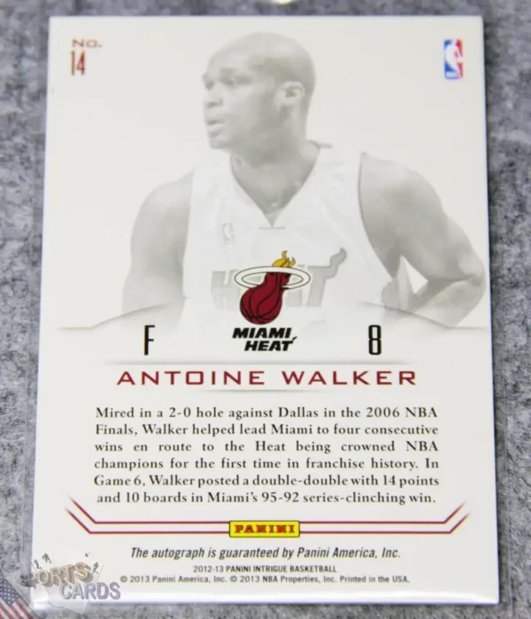Alternative view of 2012-13 Antoine Walker #14 Panini Intrigue Winning Ink Autograph /299