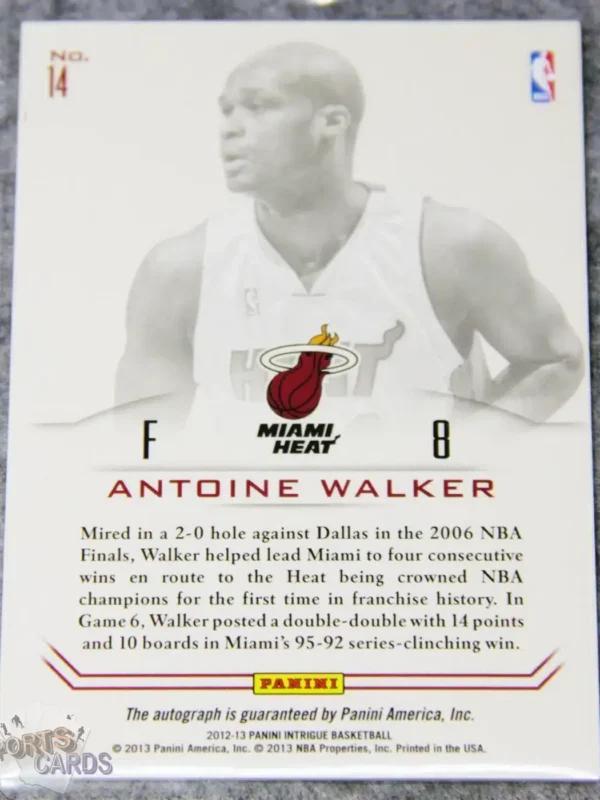 2012-13 Antoine Walker #14 Panini Intrigue Winning Ink Autograph /299-back