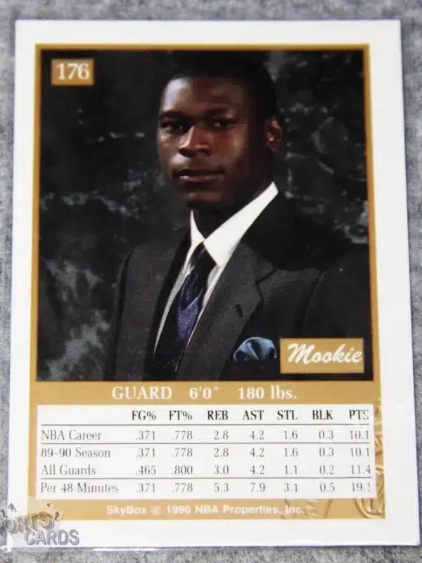 1990-91 Mookie Blaylock #176 SkyBox RC Autograph-back