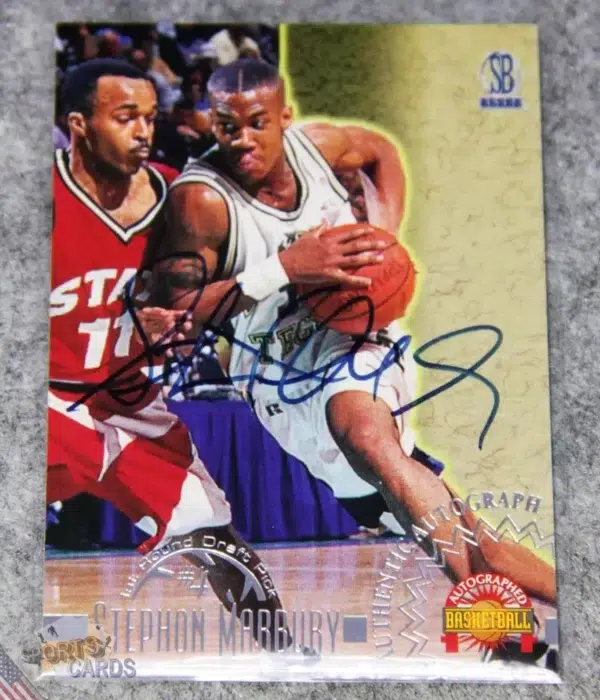 1996-97 Stephon Marbury #SM-4 Score Board 1st Round Draft Pick #4 RC Autograph