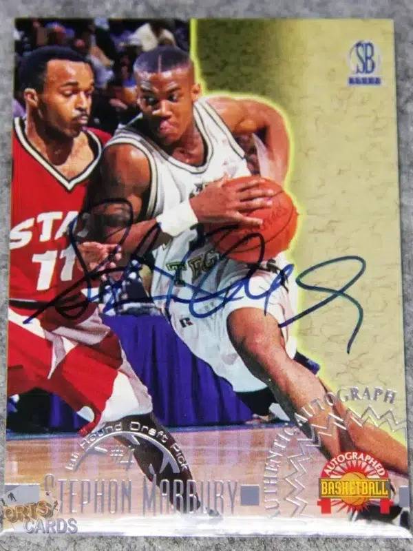 1996-97 Stephon Marbury #SM-4 Score Board 1st Round Draft Pick #4 RC Autograph