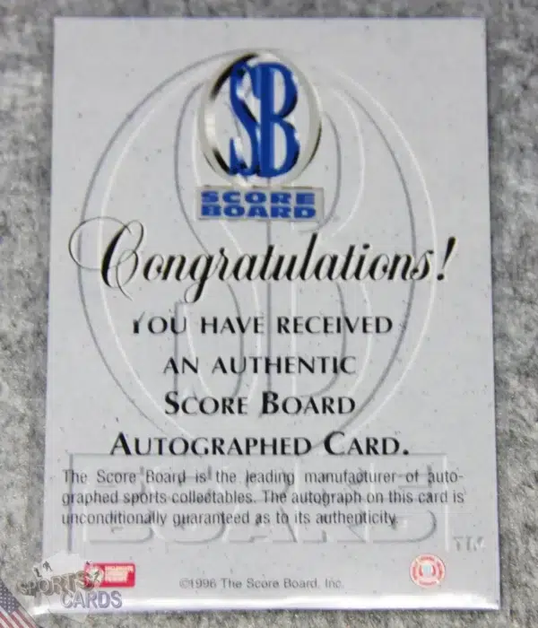 Alternative view of 1996-97 Stephon Marbury #SM-4 Score Board 1st Round Draft Pick #4 RC Autograph