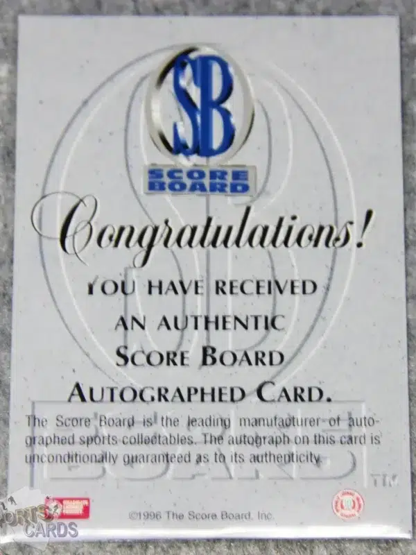 Alternative view of 1996-97 Stephon Marbury #SM-4 Score Board 1st Round Draft Pick #4 RC Autograph