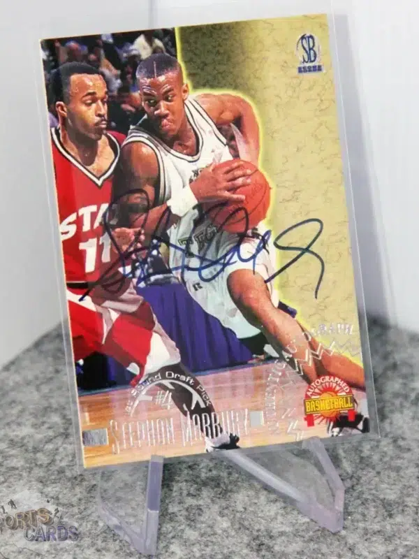 1996-97 Stephon Marbury #SM-4 Score Board 1st Round Draft Pick #4 RC Autograph - Afbeelding 3