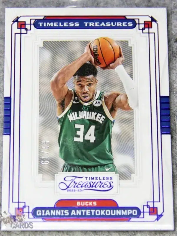 2022-23 Giannis Antetokounmpo #365 Panini Chronicles Timeless Treasures Blue /99-front