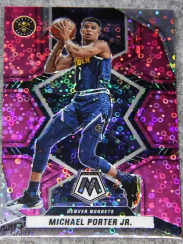 2021-22 Michael Porter Jr. #24 Panini Mosaic Fast Break Pink Disco Prizm /20-front