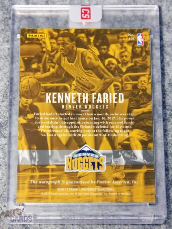 2016-17 Kenneth Faried #101 Panini Preferred Purple Auto /25-back