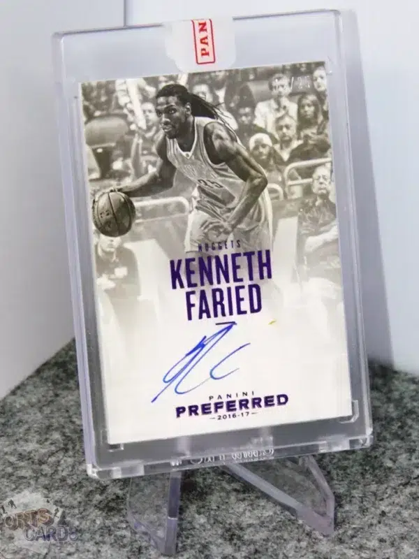 2016-17 Kenneth Faried #101 Panini Preferred Purple Auto /25 - Afbeelding 3