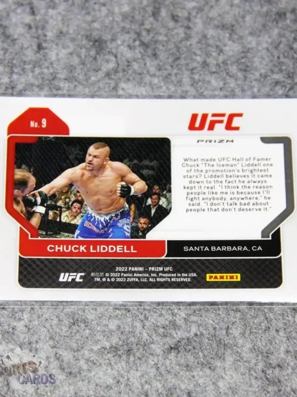 2022 Chuck Liddell #9 Panini Prizm UFC Silver Prizm-back