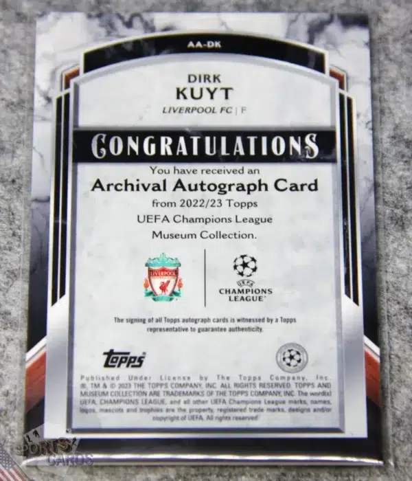Alternative view of 2022-23 Dirk Kuyt #AA-DK Topps UEFA Champions League Museum Collection Archival Autographs /299