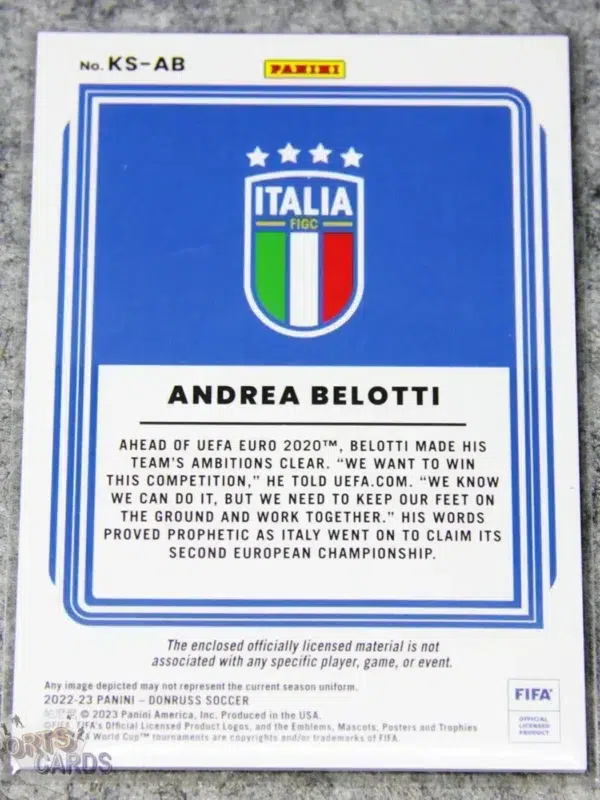 2022-23 Andrea Belotti #KS-AB Panini Donruss FIFA Kit Series-back