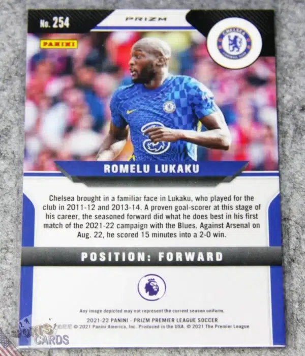 Alternative view of 2021-22 Romelu Lukaku #254 Panini Prizm Premier League Pink Prizm