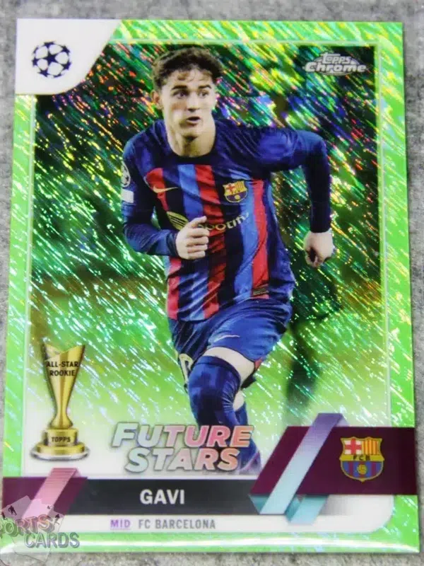 2022-23 Gavi #178 Topps Chrome UEFA Champions League Future Stars Neon Green Shimmer /399-front