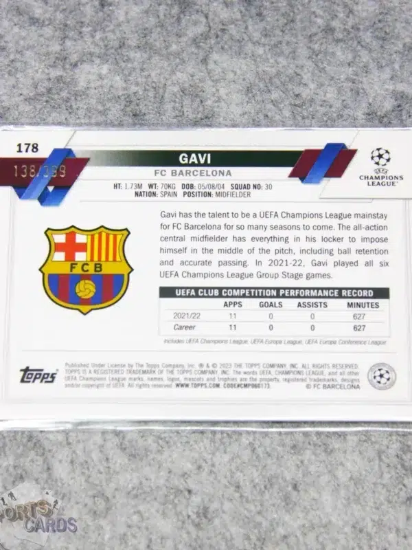 2022-23 Gavi #178 Topps Chrome UEFA Champions League Future Stars Neon Green Shimmer /399-back