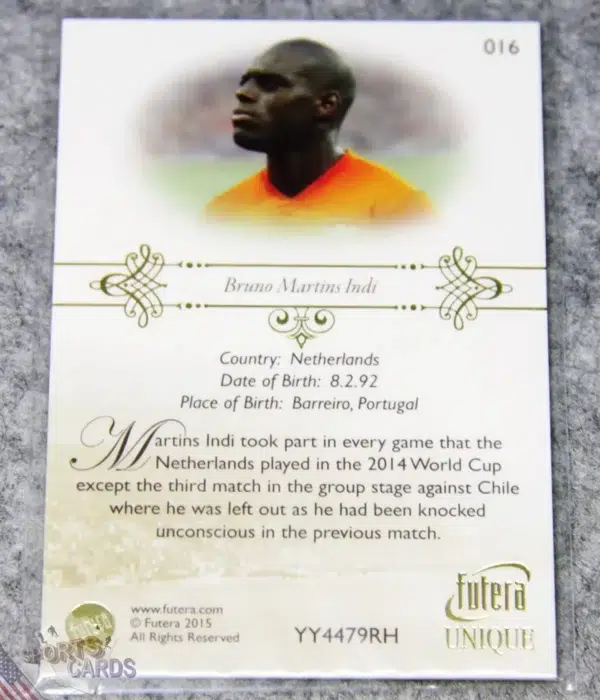 Alternative view of 2015 Bruno Martins Indi #16 Futera Unique