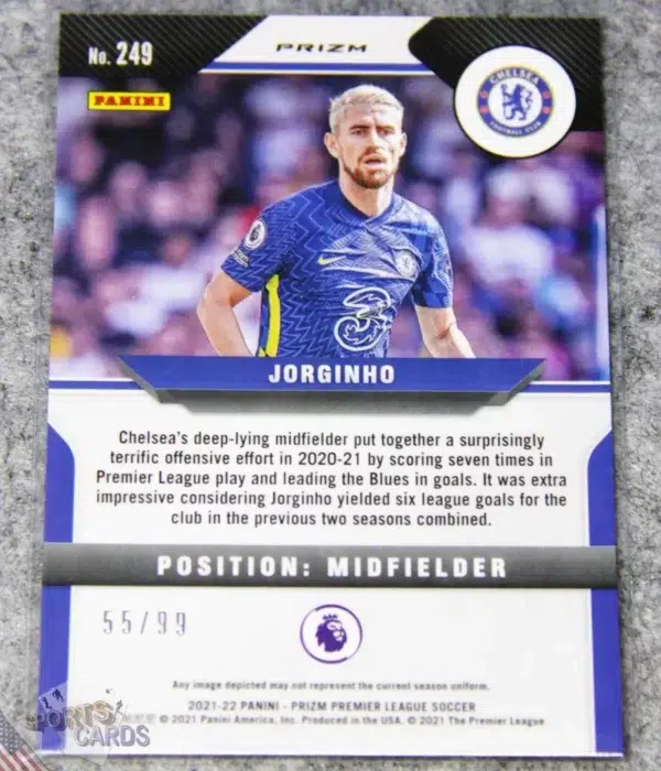 Alternative view of 2021-22 Jorginho #249 Panini Prizm Premier League Purple Prizm /99