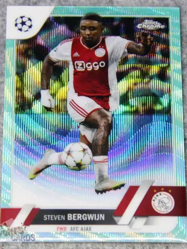 2022-23 Steven Bergwijn #176 Topps Chrome UEFA Champions League Aqua Wave Refractor /199-front