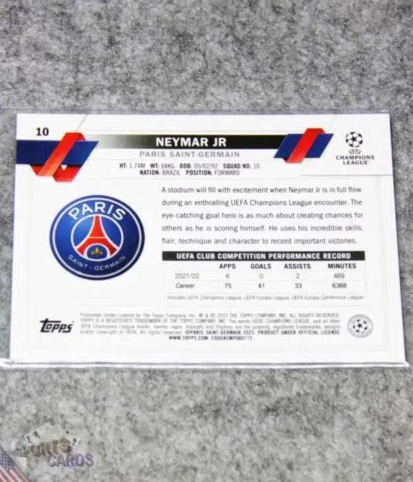 Alternative view of 2022-23 Neymar Jr #10 Topps Chrome UEFA Champions League