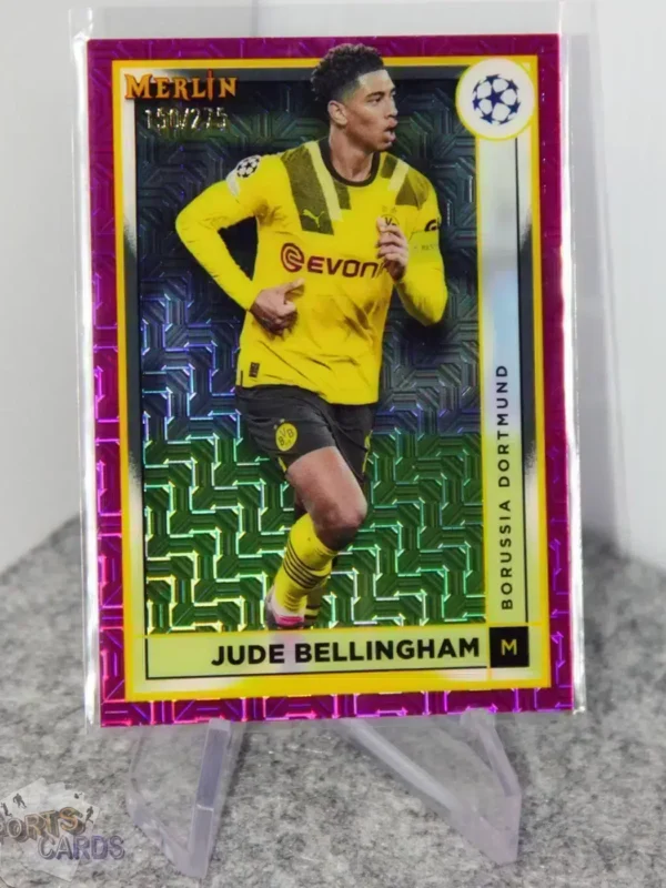 2022-23 Jude Bellingham #29 Topps Merlin UEFA Champions League Pink Mojo Refractor /275-stand