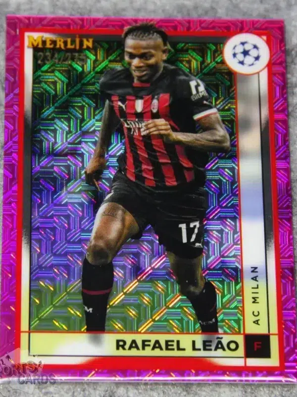 2022-23 Rafael Leao #3 Topps Merlin UEFA Champions League Pink Mojo Refractor /275-front