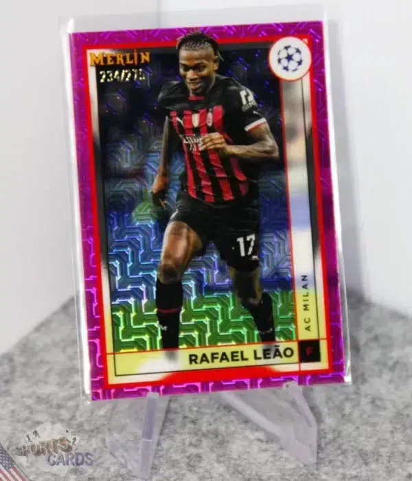 2022-23 Rafael Leao #3 Topps Merlin UEFA Champions League Pink Mojo Refractor /275-stand