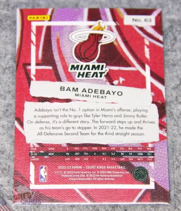 Alternative view of 2022-23 Bam Adebayo #63 Panini Court Kings