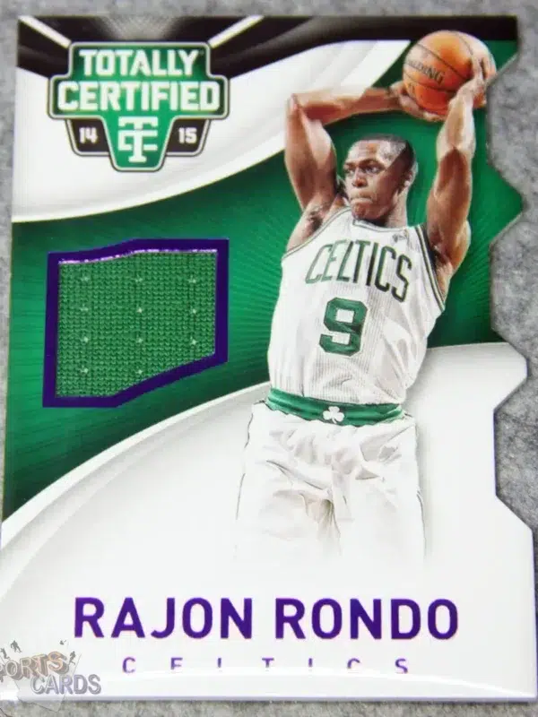 2014-15 Rajon Rondo #62 Panini Totally Certified Jerseys Purple Parallel Die-Cut /99-front