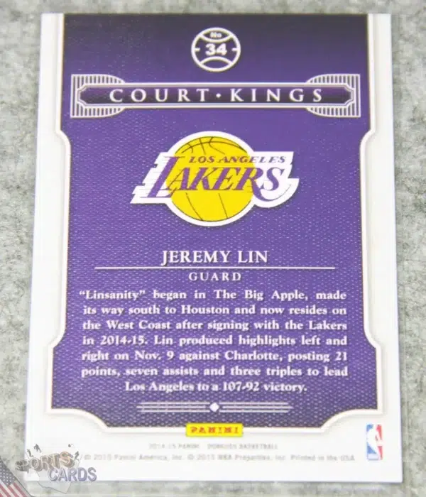 Alternative view of 2014-15 Jeremy Lin #34 Panini Donruss Court Kings