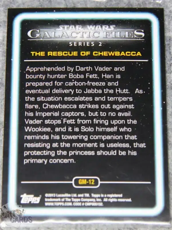 2013 The Rescue of Chewbacca #GM-12 Topps Star Wars Galactic Files Series 2-back