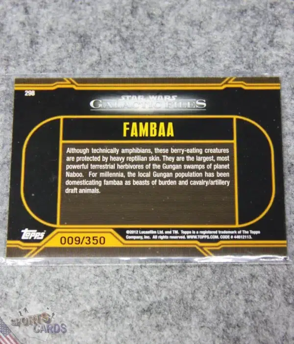 Alternative view of 2012 Fambaa #298 Topps Star Wars Galactic Files Creatures Blue Refractor /350
