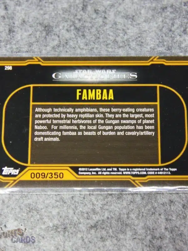 2012 Fambaa #298 Topps Star Wars Galactic Files Creatures Blue Refractor /350-back