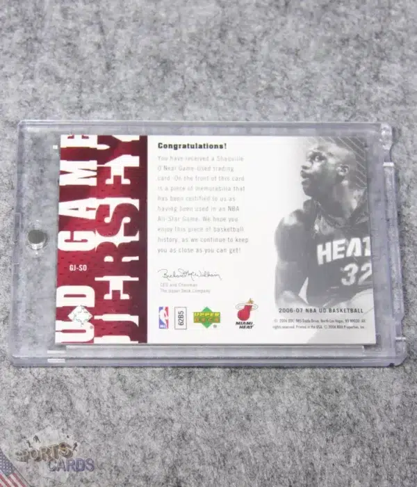 2006-07 Shaquille O'Neal #GJ-SO Upper Deck Game Jersey-back