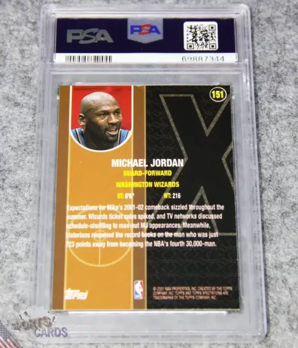 Alternative view of 2001-02 Michael Jordan #151 Topps Xceeding Xpectations PSA 7