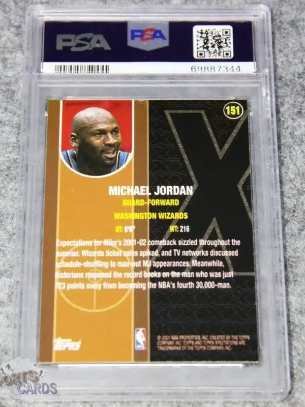 Alternative view of 2001-02 Michael Jordan #151 Topps Xceeding Xpectations PSA 7