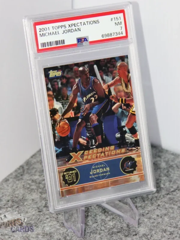 2001-02 Michael Jordan #151 Topps Xceeding Xpectations PSA 7 - Afbeelding 3