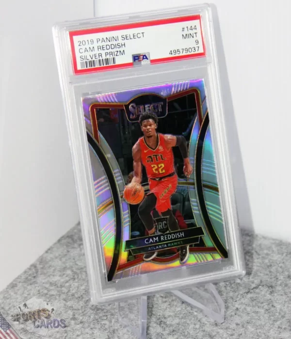 2019-20 Cam Reddish #144 Panini Select Silver Prizm RC PSA 9 MINT-stand