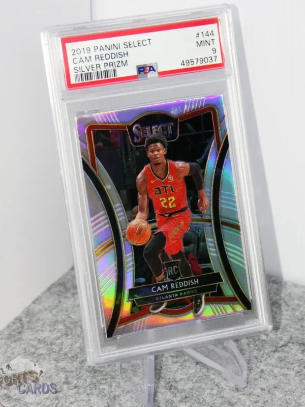 2019-20 Cam Reddish #144 Panini Select Silver Prizm RC PSA 9 MINT-stand