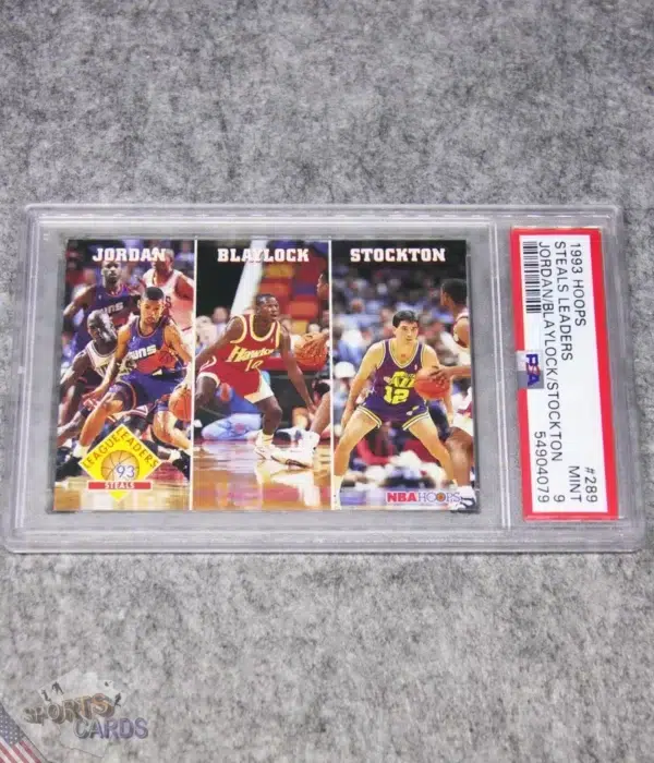 1993-94 Jordan/Blaylock/Stockton #289 SkyBox NBA Hoops Steals League Leaders PSA 9 MINT