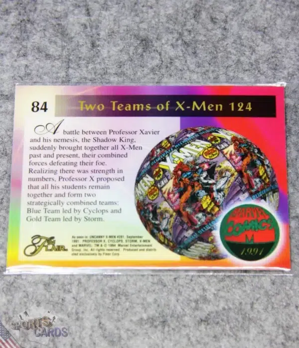 1994 Blue & Gold #84 Fleer Marvel Flair '94 Two Teams of X-Men-back