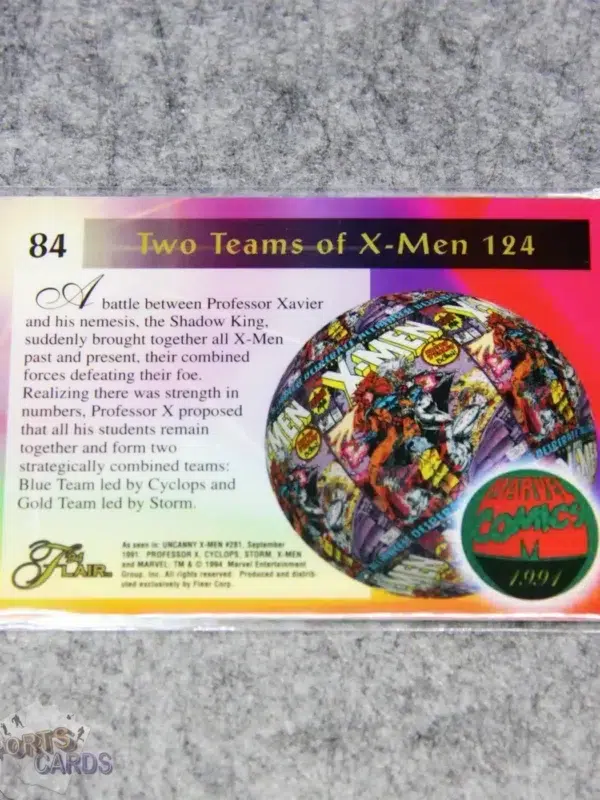Alternative view of 1994 Blue & Gold #84 Fleer Marvel Flair '94 Two Teams of X-Men