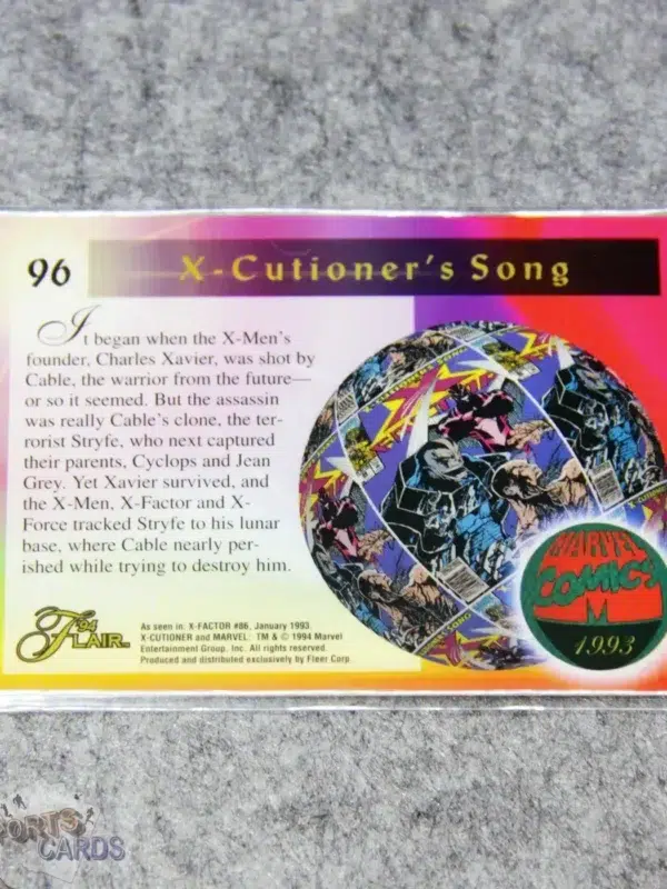 Alternative view of 1994 Stryfe #96 Fleer Marvel Flair '94 X-Cutioner's Song