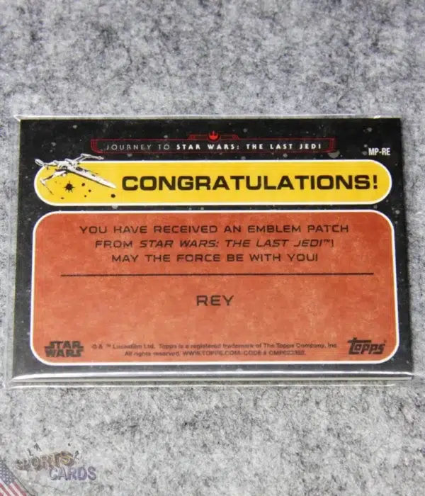 Alternative view of 2017 Rey #MP-RE Topps Star Wars Journey To The Last Jedi Galactic Emblem X-Wing Patch