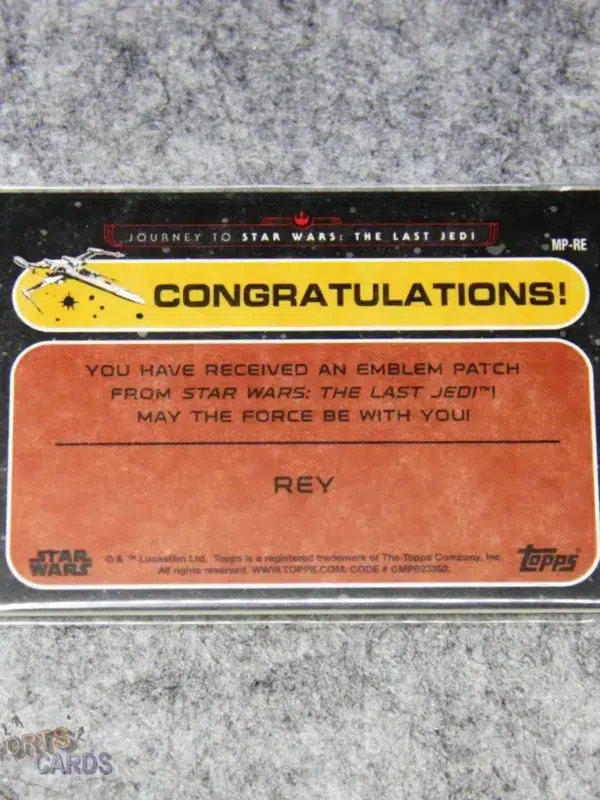 2017 Rey #MP-RE Topps Star Wars Journey To The Last Jedi Galactic Emblem X-Wing Patch-back