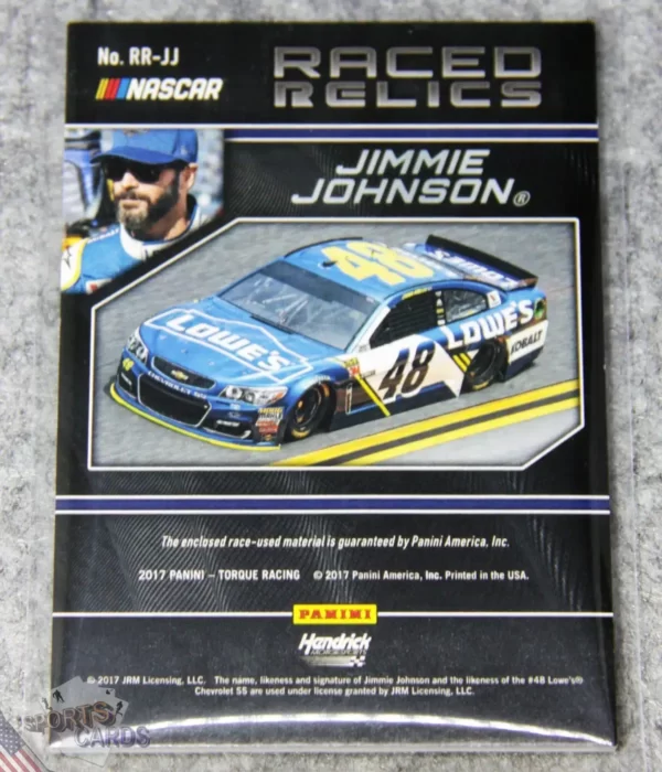 2022 Jimmie Johnson #RR-JJ Panini Nascar Torque Raced Relics /499-back