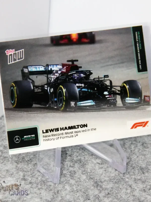 2021 Lewis Hamilton #1 Topps Now F1 Most Laps Led in F1 History - Afbeelding 3