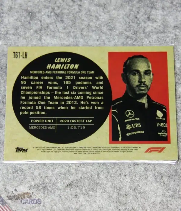 Alternative view of 2021 Lewis Hamilton #T61-LH Topps Chrome F1 1961 Car W12 E Perfomance Refractor SP