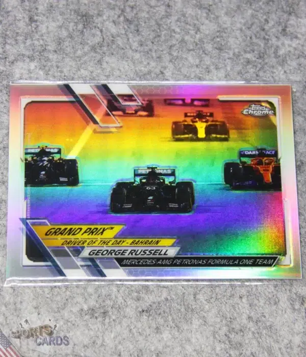 2021 George Russell #156 Topps Chrome F1 Driver of the Day Refractor SP