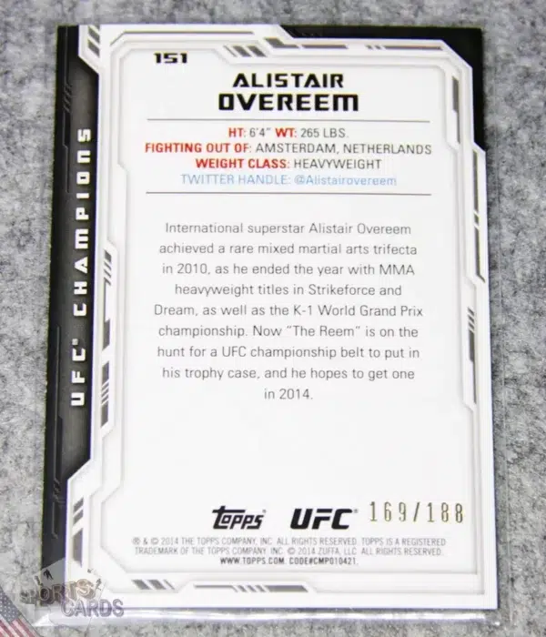 2014 Alistair Overeem #151 Topps UFC Champions Black Refractor /188-back