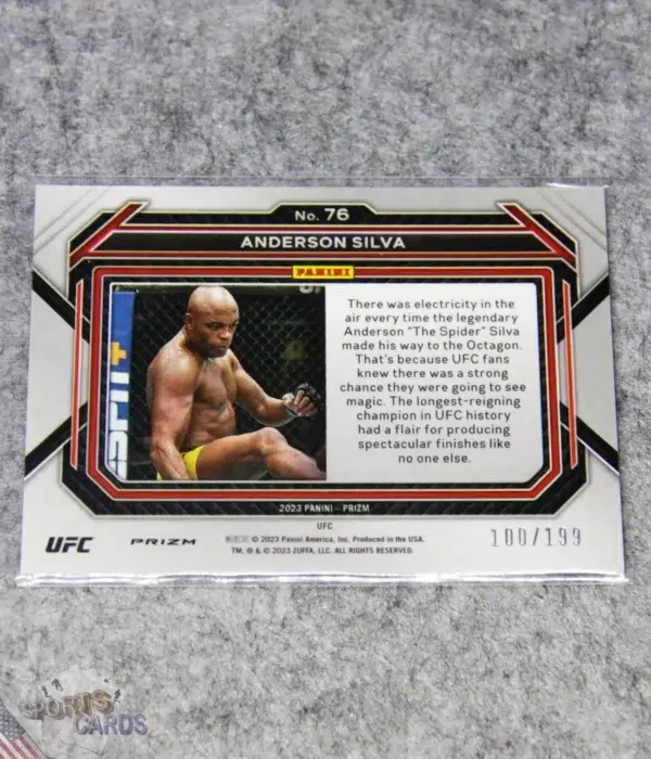 Alternative view of 2023 Anderson Silva #76 Panini Prizm UFC ESPN+ Red Prizm /199