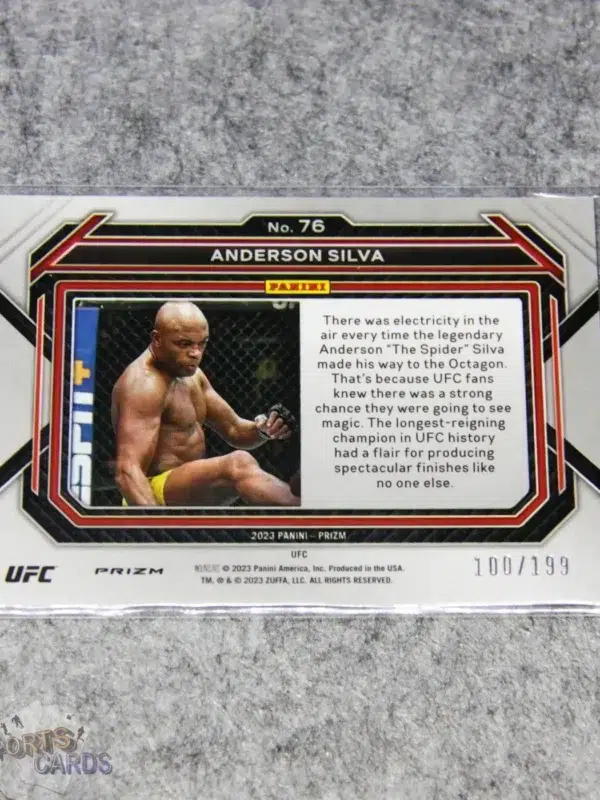 2023 Anderson Silva #76 Panini Prizm UFC ESPN+ Red Prizm /199-back